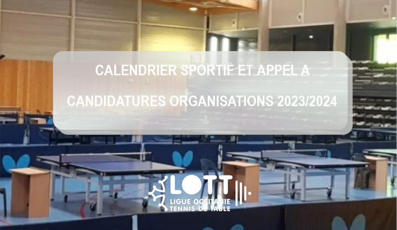 Calendrier sportif et appel à candidatures organisations 2023/2024