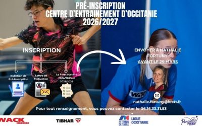 Pré-inscriptions Centre d’Entraînement 2026-2027