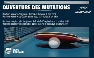 Périodes mutations 2026-2027