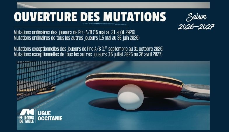 Périodes mutations 2026-2027